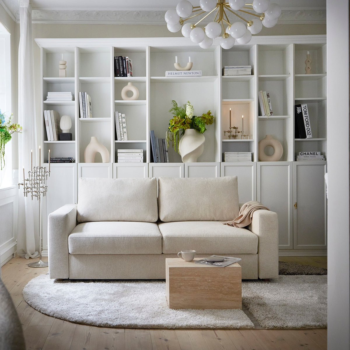 Innovation Living Neah Sleeper Sofa - Standard Arms, room setting, shown in 365 Halifax Shell all-groups