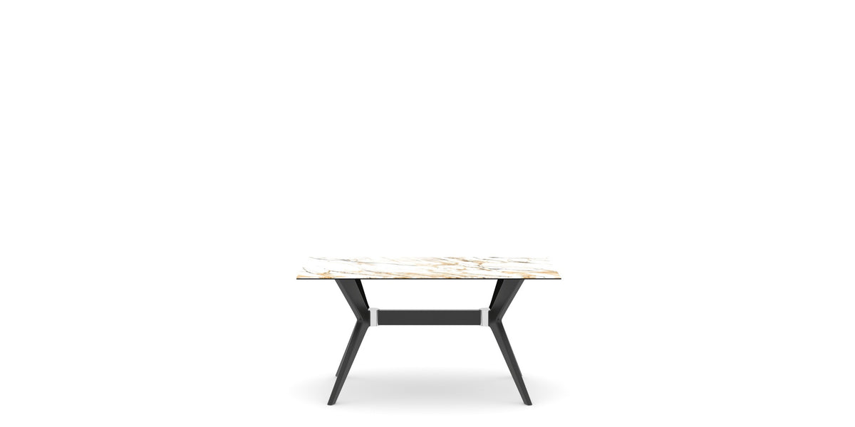 Canadel Downtown Fjord Dining Table in Peppercorn Washed, Shell W2 Porcelain, side view