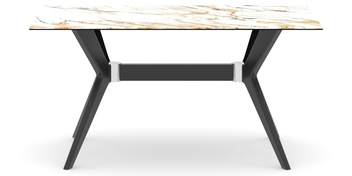 Canadel Downtown Fjord Dining Table in Peppercorn Washed, Shell W2 Porcelain, side view