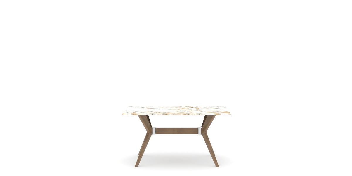 Canadel Downtown Fjord Dining Table in Pecan Washed, Shell W2 Porcelain, side view