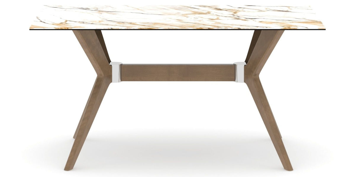 Canadel Downtown Fjord Dining Table in Pecan Washed, Shell W2 Porcelain, side view