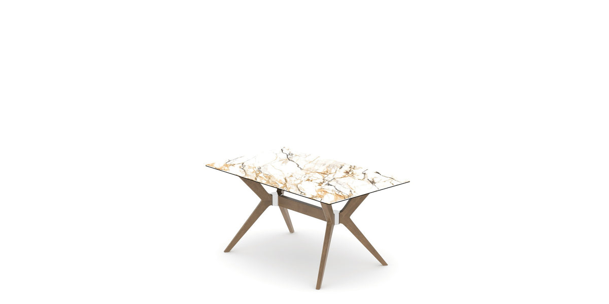 Canadel Downtown Fjord Dining Table in Pecan Washed, Shell W2 Porcelain, view from above
