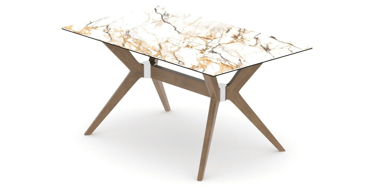 Canadel Downtown Fjord Dining Table in Pecan Washed, Shell W2 Porcelain, view from above