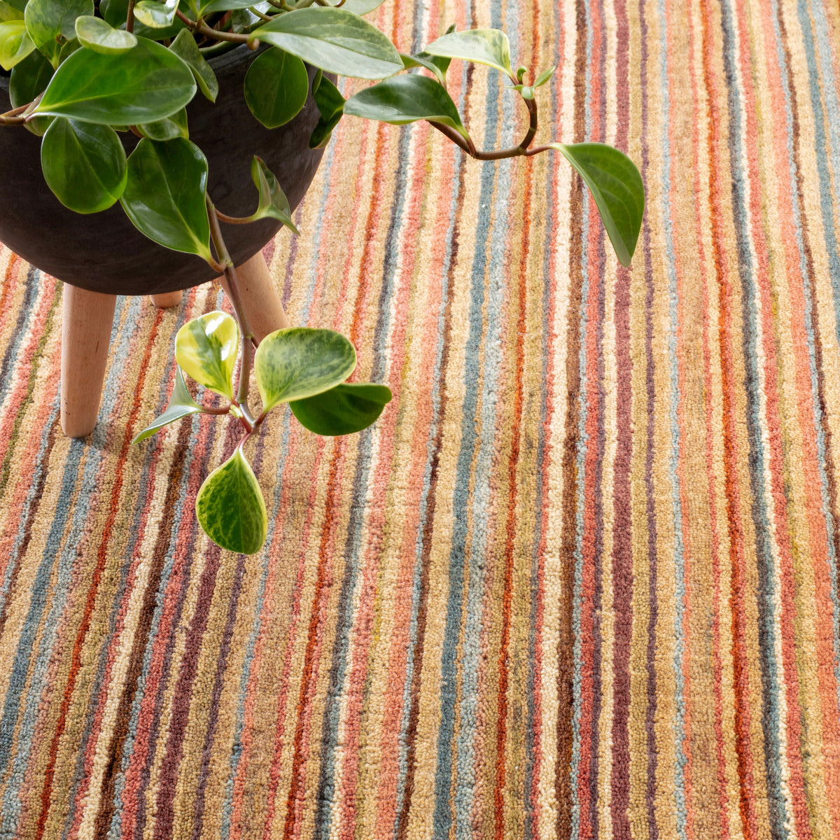 Brindle Stripe Hand Loom Knotted Wool Rug