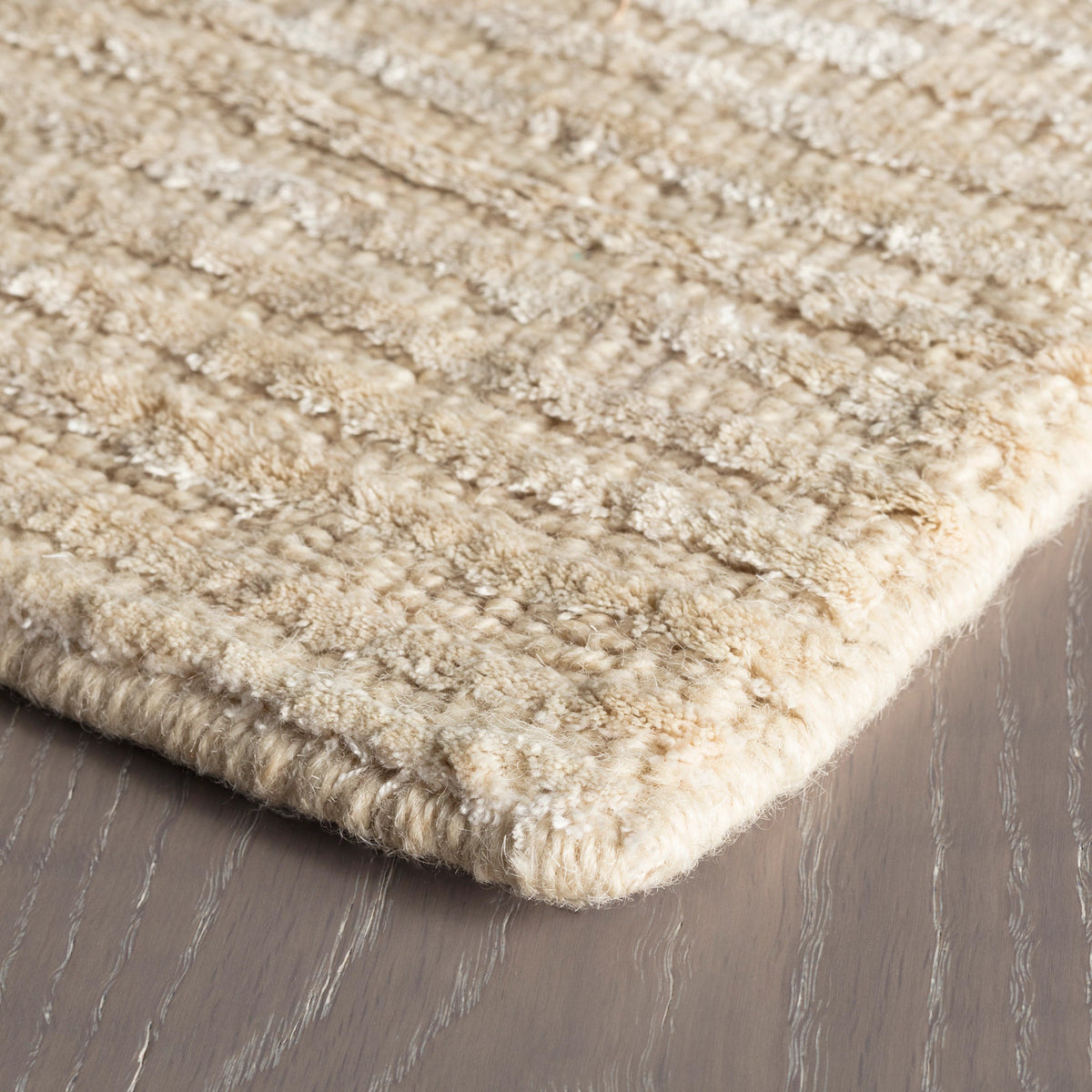 Cut Stripe Hand Knotted Viscose/Wool Rug