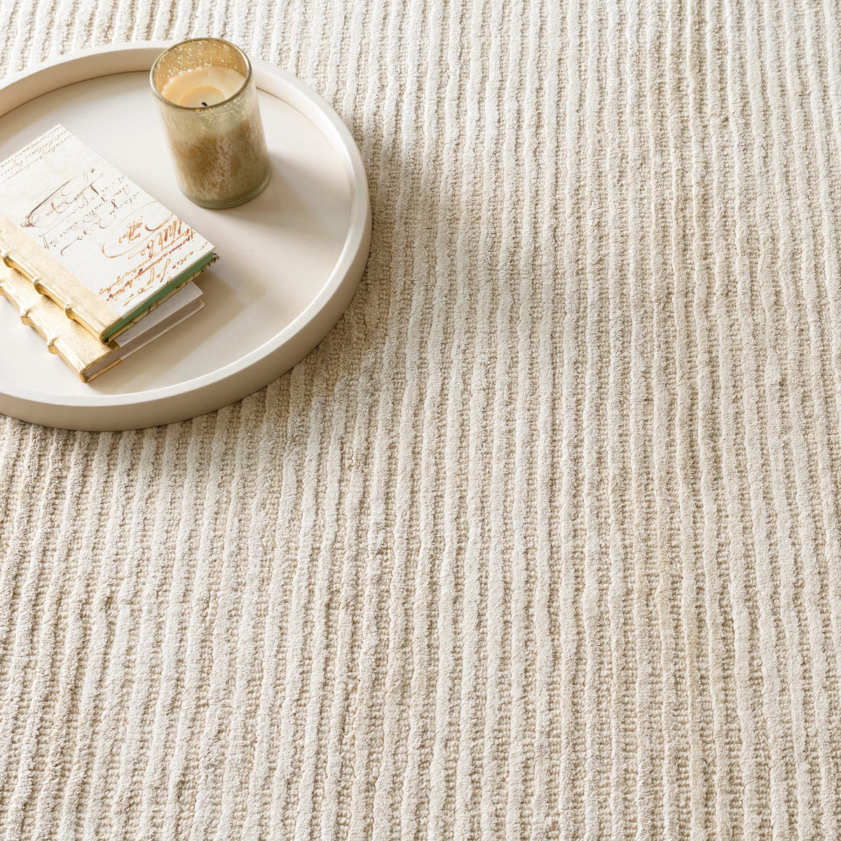 Cut Stripe Hand Knotted Viscose/Wool Rug