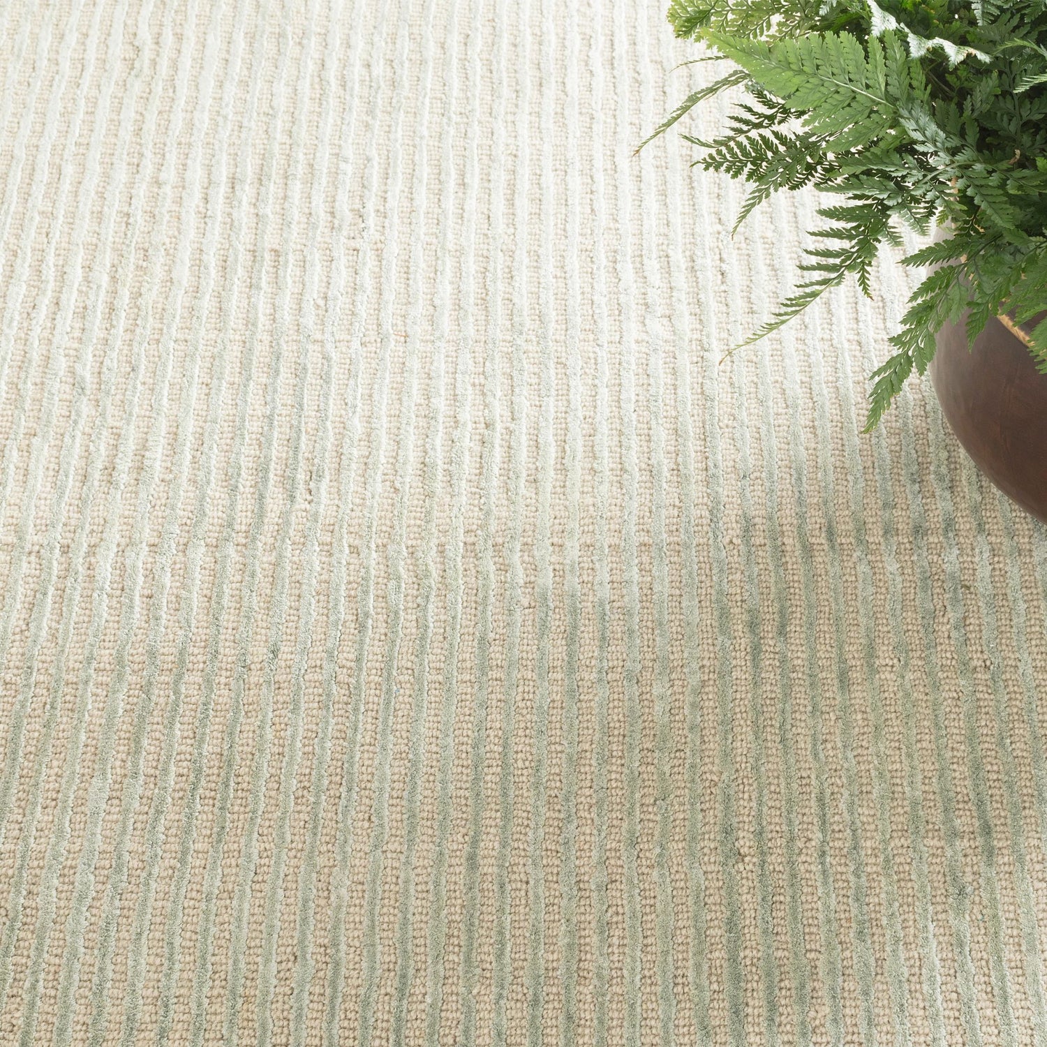 Cut Stripe Hand Knotted Viscose/Wool Rug