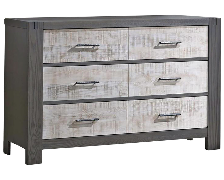 Grigio Brushed Oak with White Bark Oak | Rustico Moderno Double Dresser | Valley Ridge Furniture