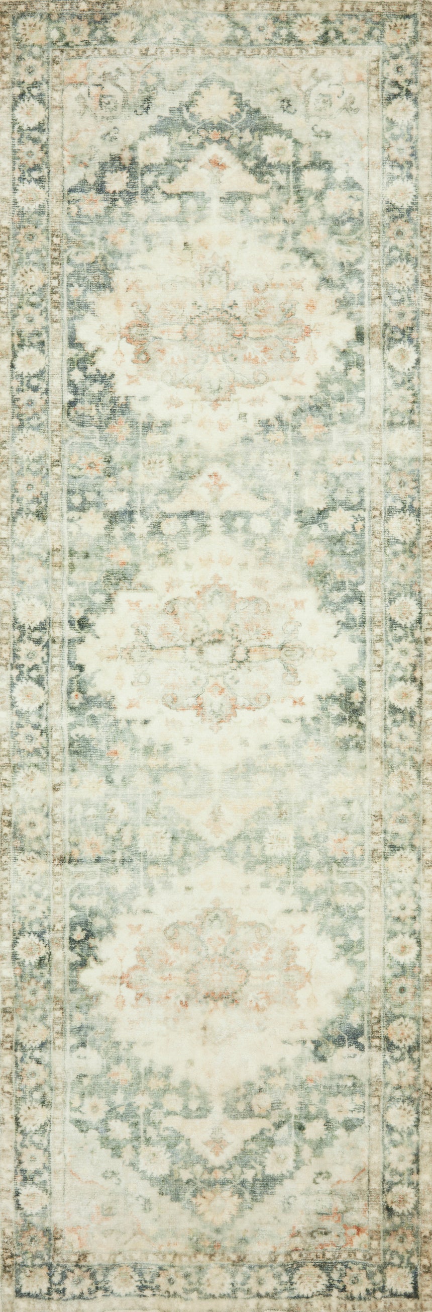 Rosette Rug 08 | Teal / Ivory