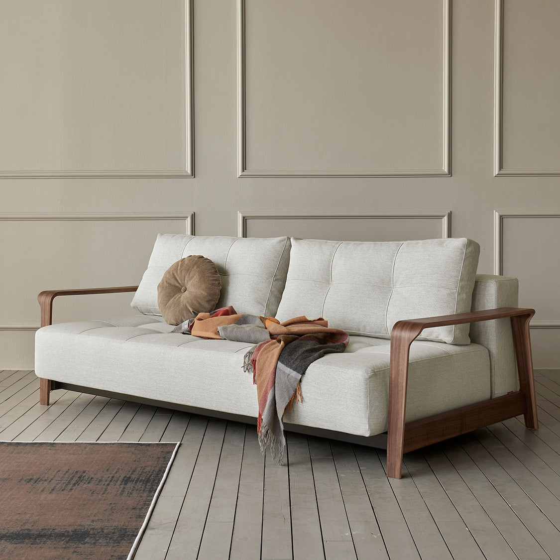 Innovation Living Ran D.E.L Sleeper Sofa, room setting, shown in 527 Mixed Dance Natural