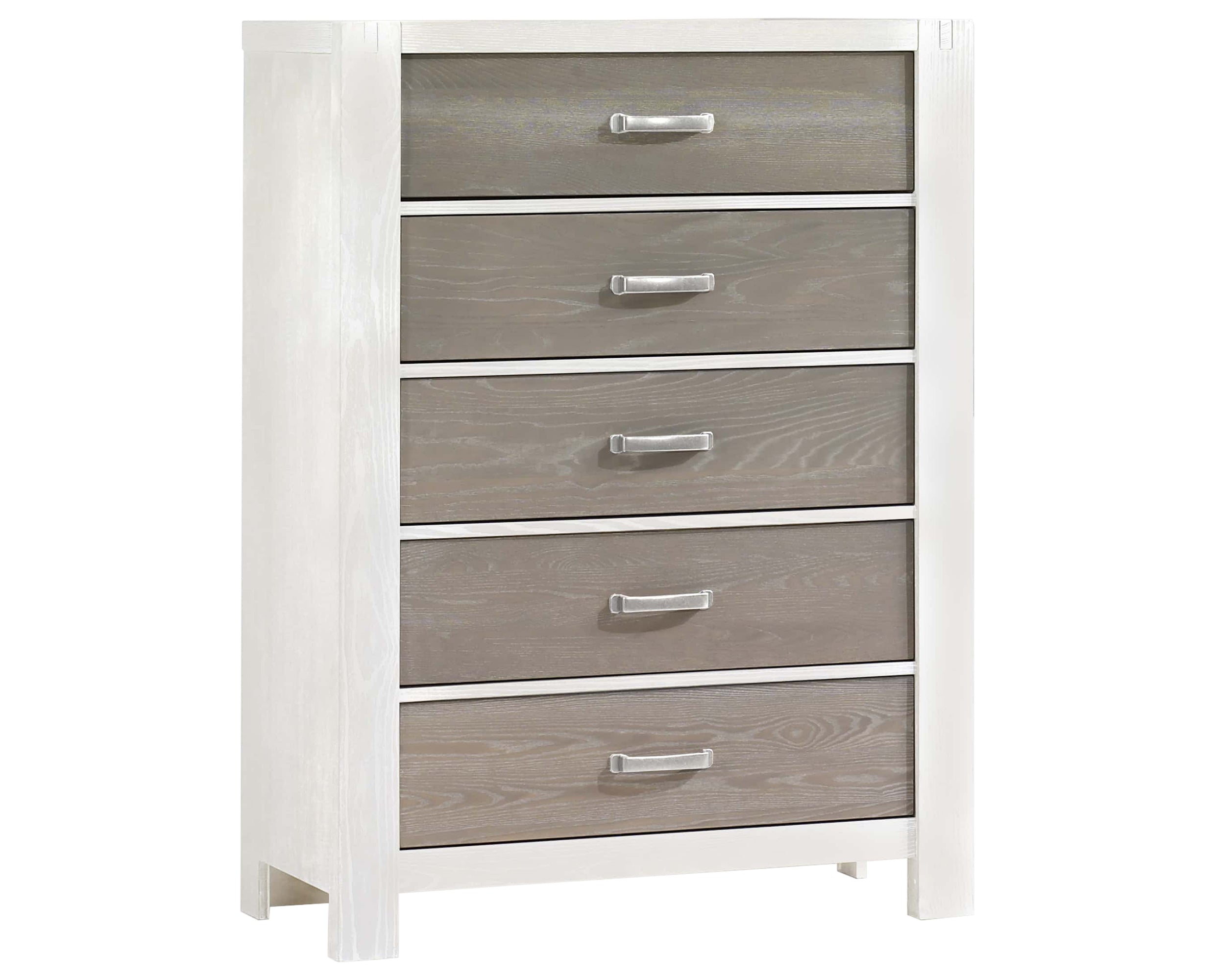 White Brushed Oak with Owl Brushed Oak | Rustico Moderno 5 Drawer Dresser | Valley Ridge Furniture
