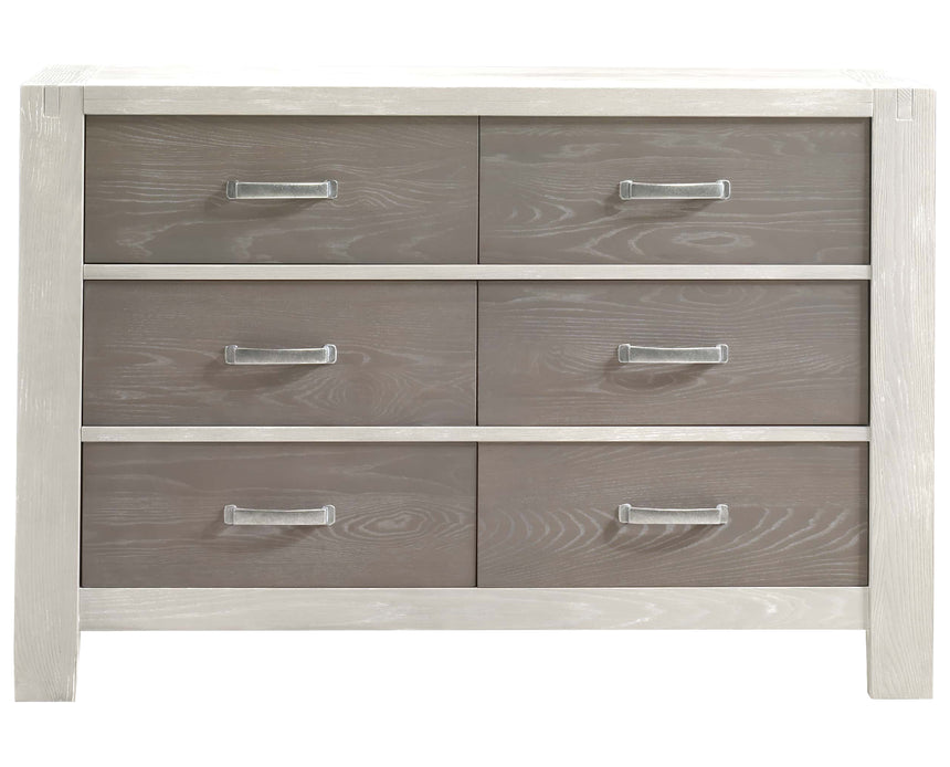 White Brushed Oak with Owl Brushed Oak | Rustico Moderno Double Dresser | Valley Ridge Furniture