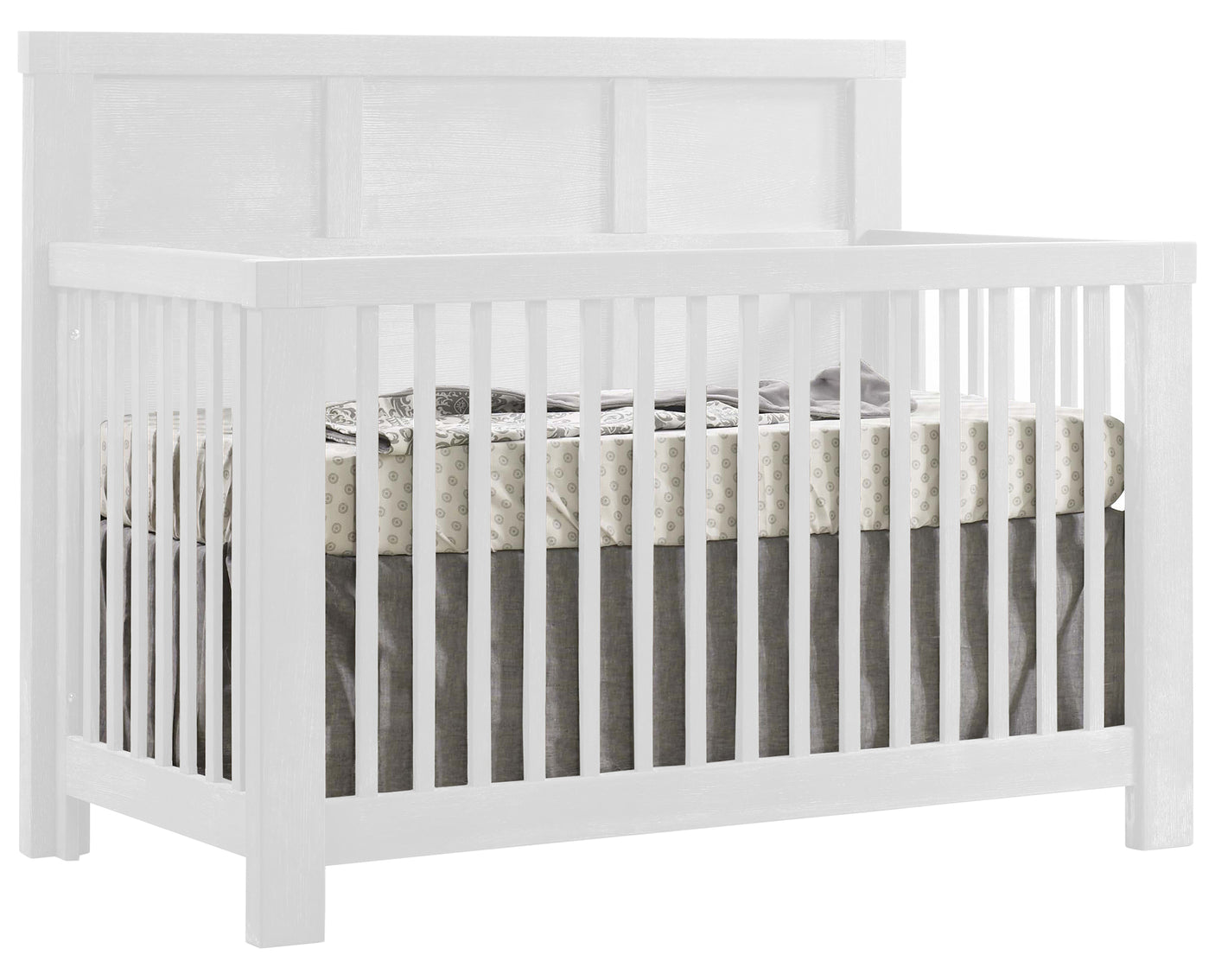 White Brushed Oak | Rustico 5-in-1 Convertible Crib | Valley Ridge Furniture