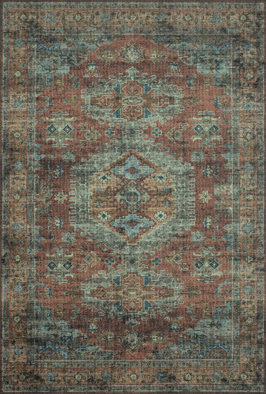 Skye Rug 07 | Terracotta / Sky