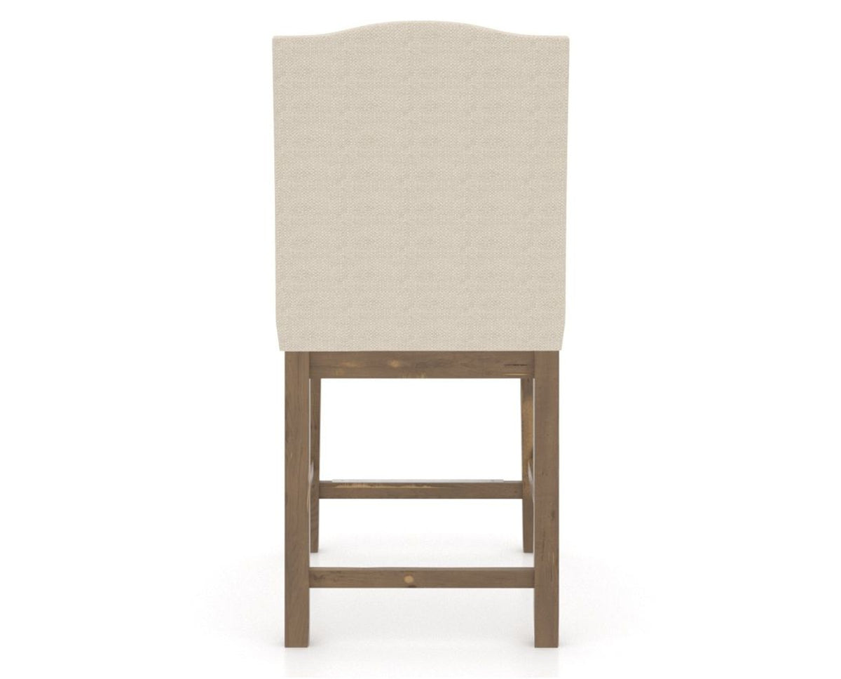 Canadel Champlain Upholstered Counter Stool 310A in 6K Sunbrella® and 25 Pecan Washed, back view