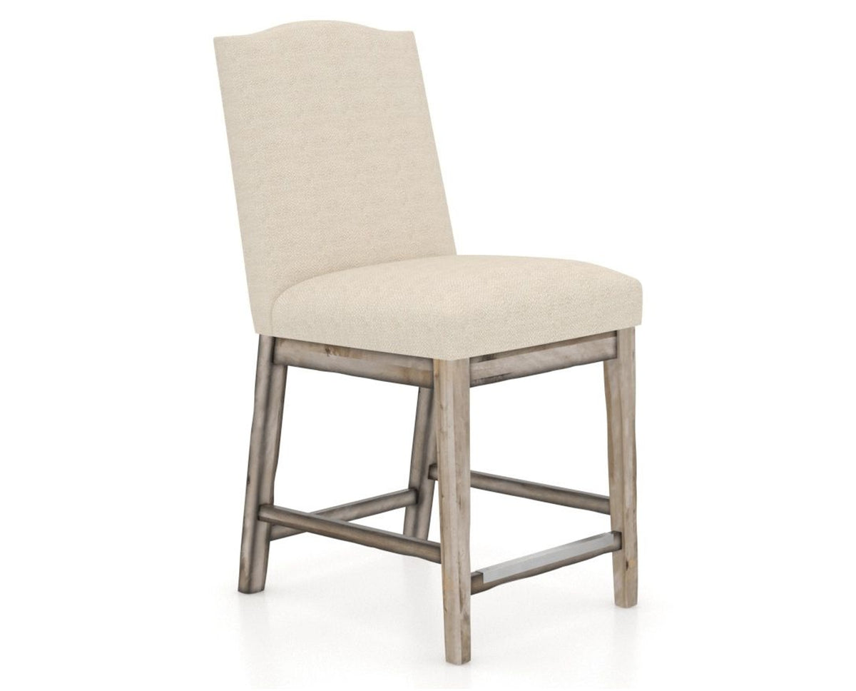 Canadel Champlain Upholstered Counter Stool 310A in 6K Sunbrella® and 72 Heritage Nature, three-quarter view