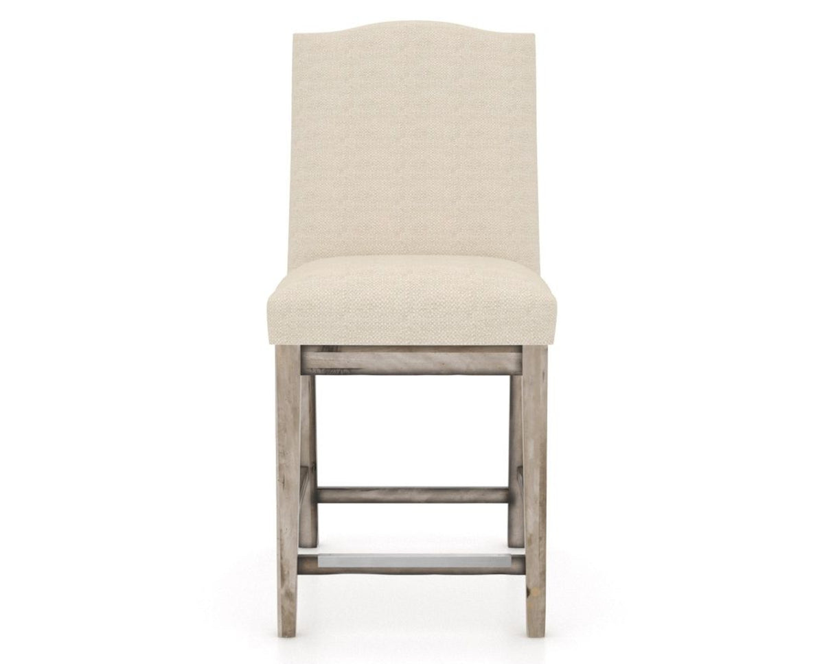 Canadel Champlain Upholstered Counter Stool 310A in 6K Sunbrella® and 72 Heritage Nature, front view