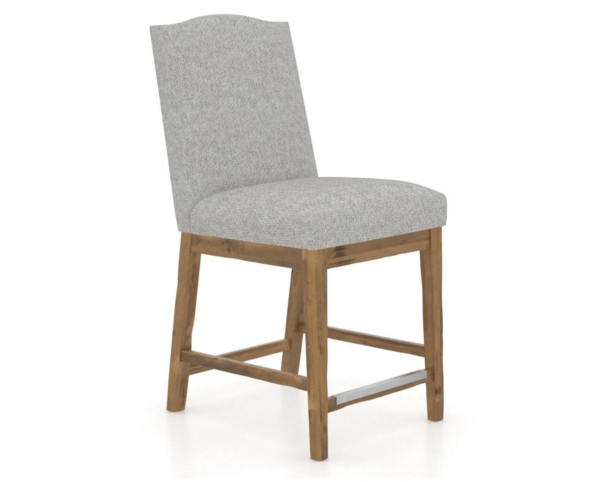 Canadel Champlain Upholstered Counter Stool 310A in 7C Fabric and 03 Oak Washed, three-quarter view
