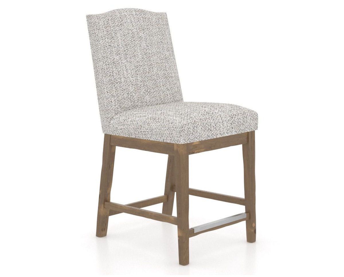Canadel Champlain Upholstered Counter Stool 310A in FP Crypton® and 25 Pecan Washed, three-quarter view