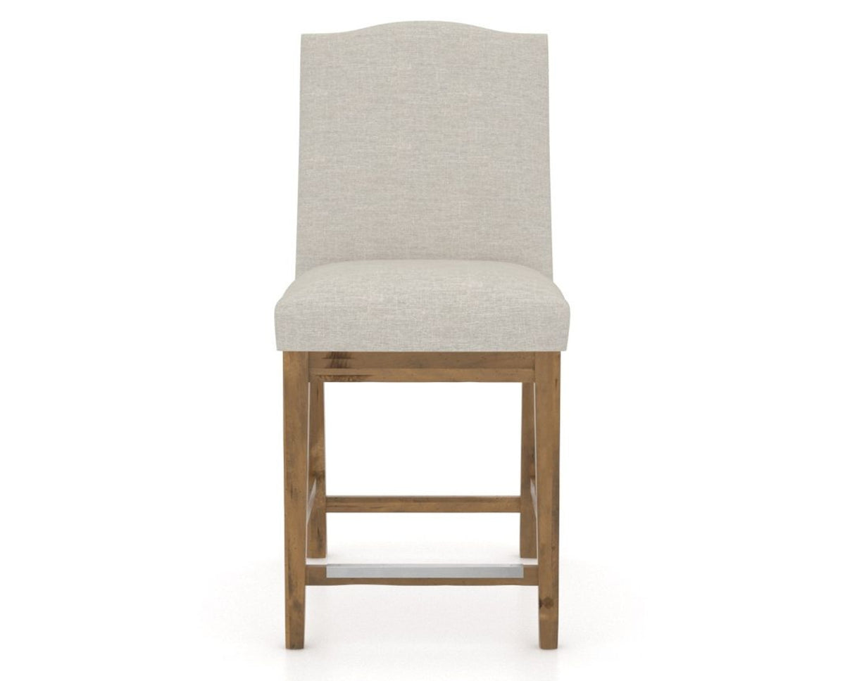 Canadel Champlain Upholstered Counter Stool 310A in TB Fabric and 03 Oak Washed, front view