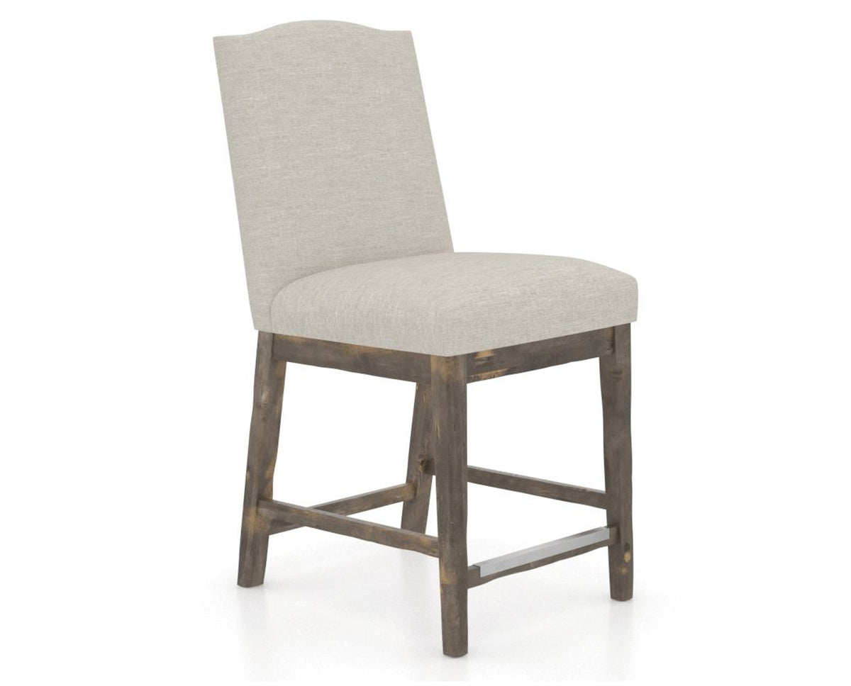Canadel Champlain Upholstered Counter Stool 310A in TB Fabric and 08 Shadow, three-quarter view