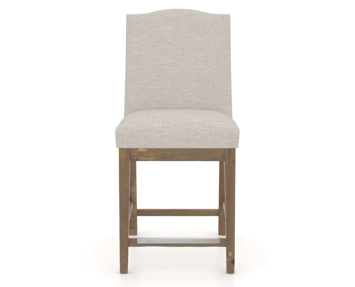Canadel Champlain Upholstered Counter Stool 310A in TB Fabric and 25 Pecan Washed, front view