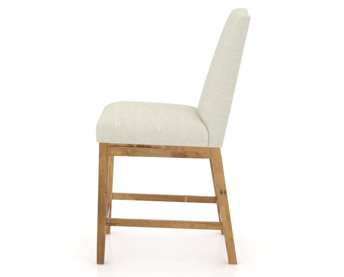 Canadel Champlain Upholstered Counter Stool 310A in TW Fabric and 01 Honey Washed, side view