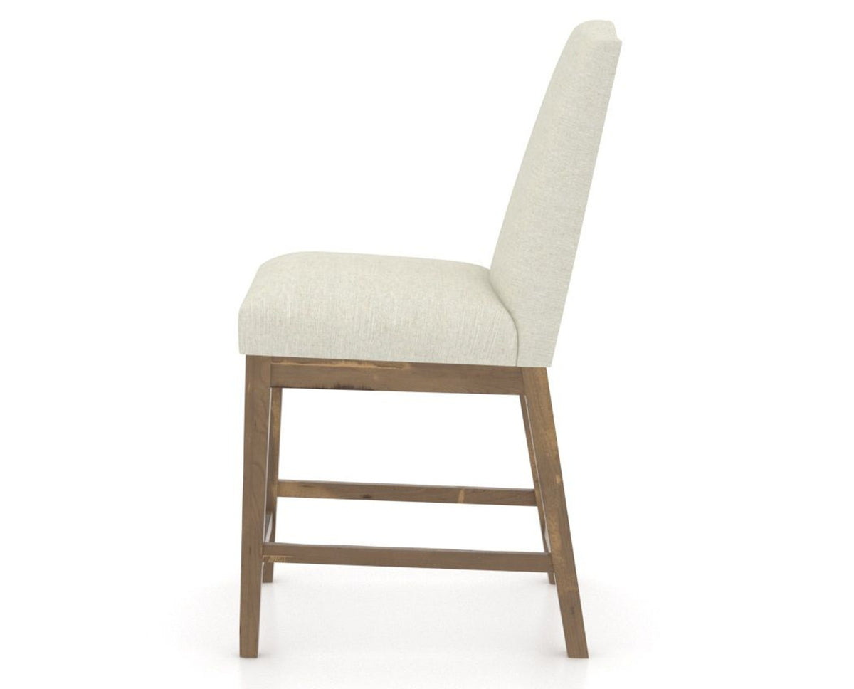 Canadel Champlain Upholstered Counter Stool 310A in TW Fabric and 25 Pecan Washed, side view