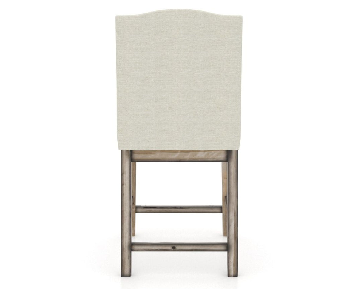 Canadel Champlain Upholstered Counter Stool 310A in TW Fabric and 72 Heritage Nature, back view
