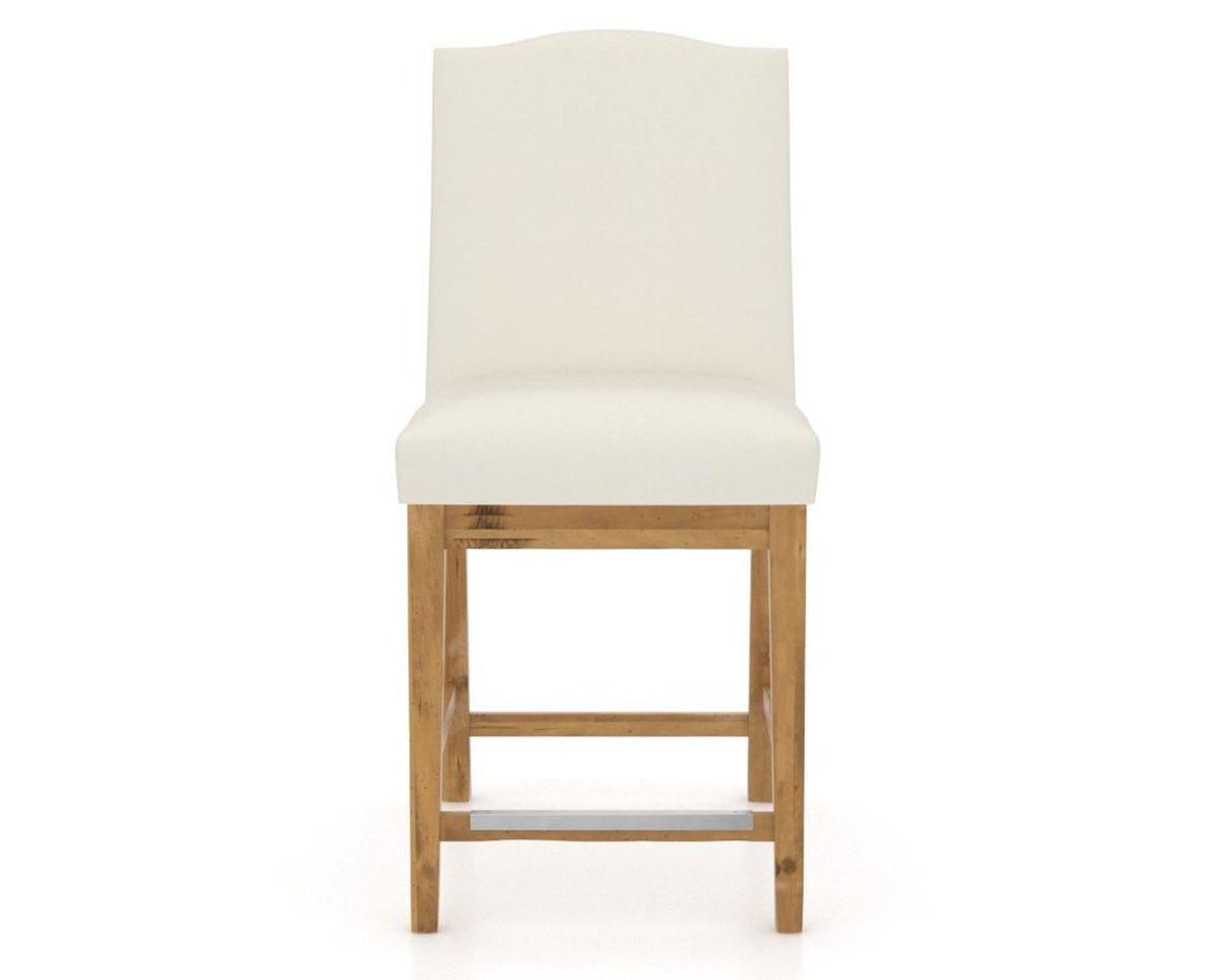 Canadel Champlain Upholstered Counter Stool 310A in YJ Faux Leather and 01 Honey Washed, front view