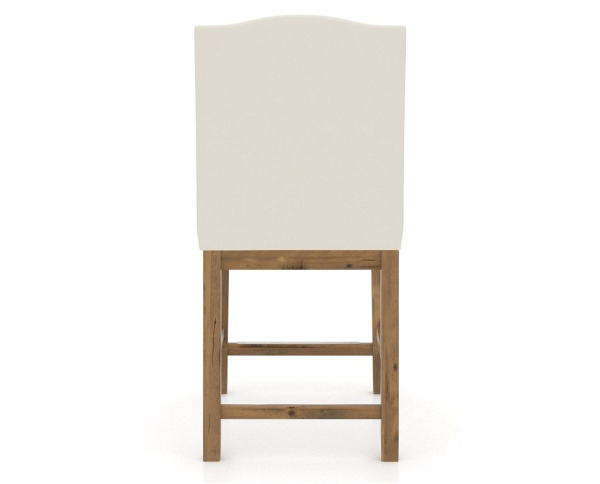 Canadel Champlain Upholstered Counter Stool 310A in YJ Faux Leather and 03 Oak Washed, back view