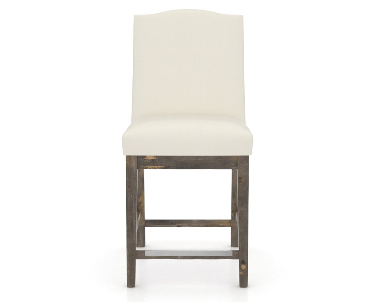 Canadel Champlain Upholstered Counter Stool 310A in YJ Faux Leather and 08 Shadow, front view