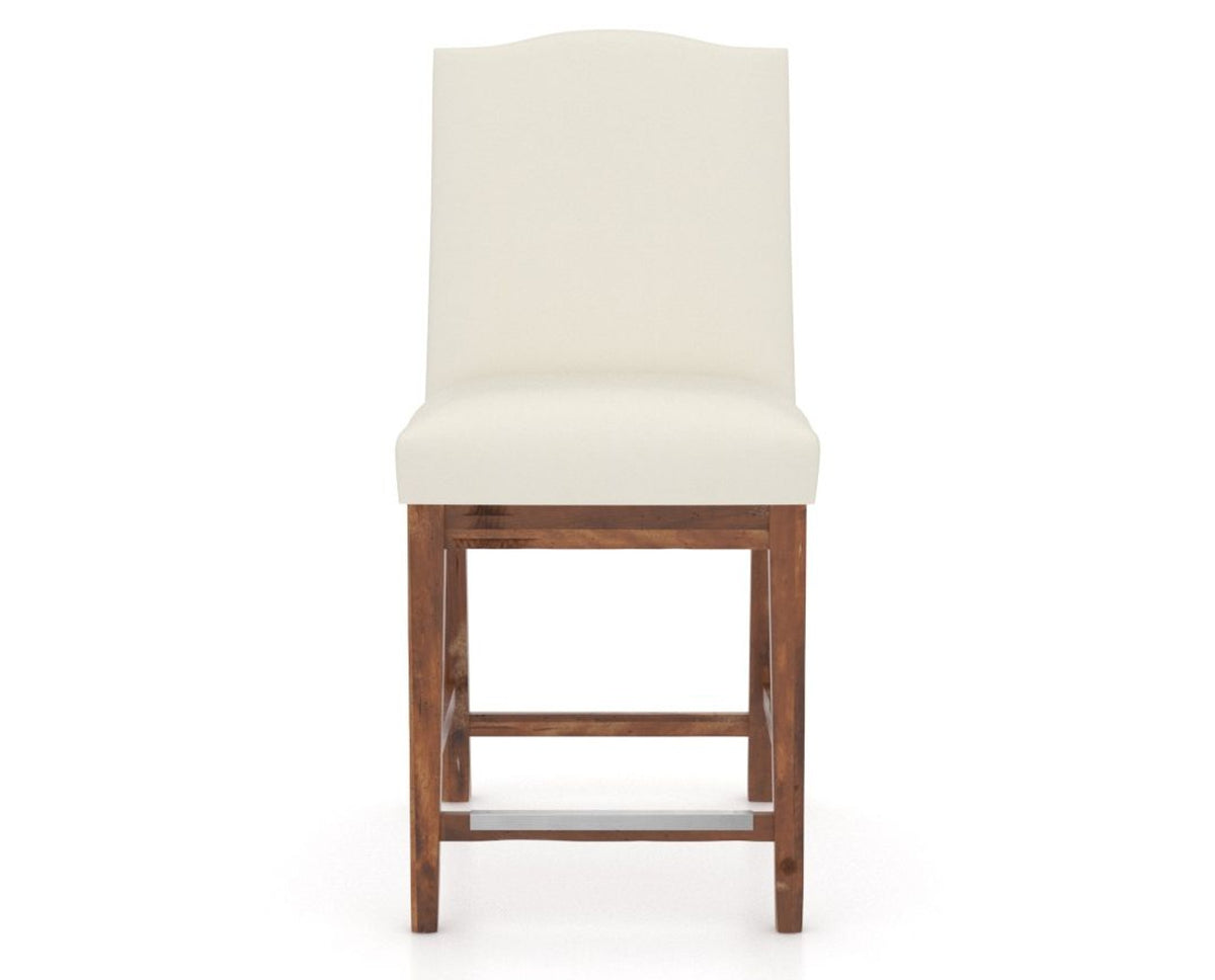 Canadel Champlain Upholstered Counter Stool 310A in YJ Faux Leather and 33 Spice Washed, front view