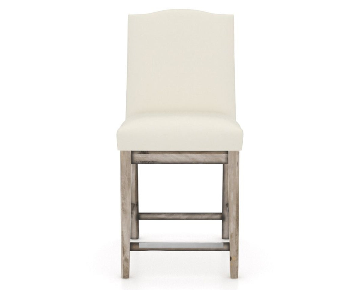 Canadel Champlain Upholstered Counter Stool 310A in YJ Faux Leather and 72 Heritage Nature, front view