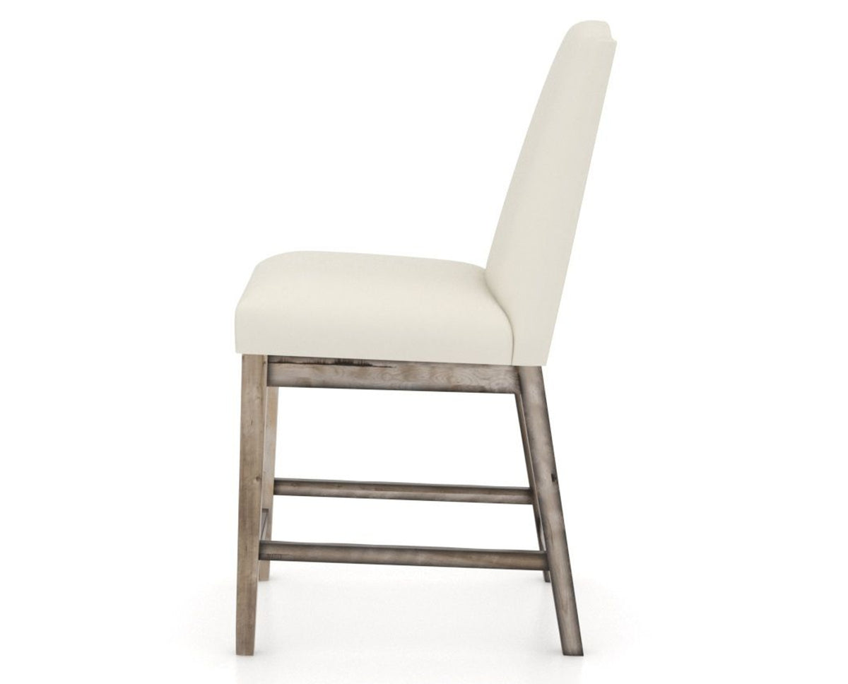 Canadel Champlain Upholstered Counter Stool 310A in YJ Faux Leather and 72 Heritage Nature, side view