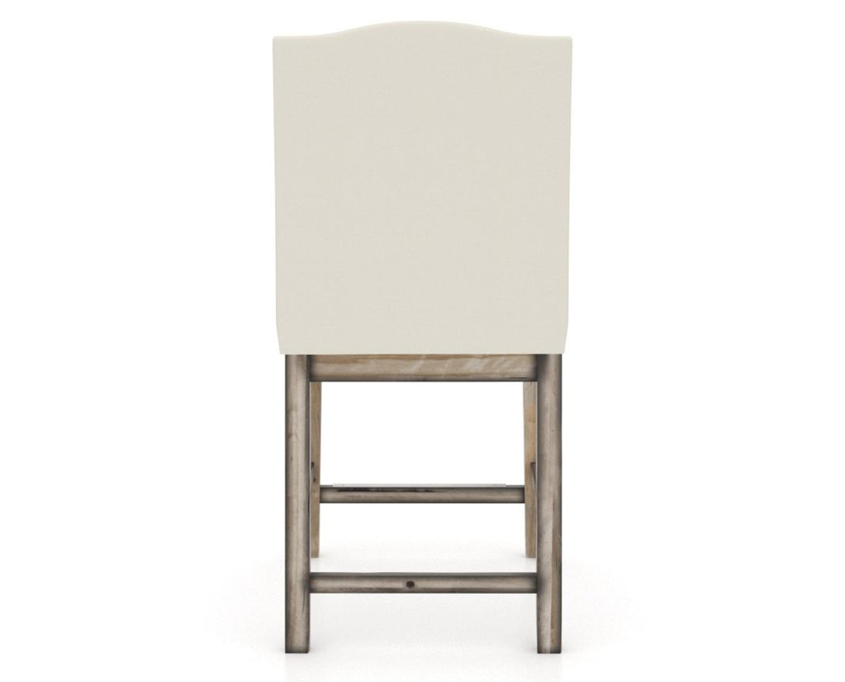 Canadel Champlain Upholstered Counter Stool 310A in YJ Faux Leather and 72 Heritage Nature, back view