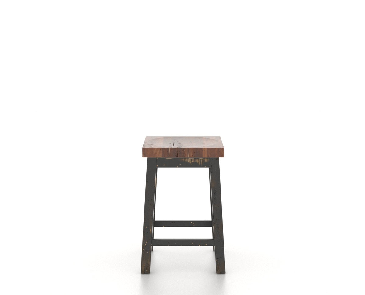 Canadel Champlain Block Stool in Black and Spice Washed, front view