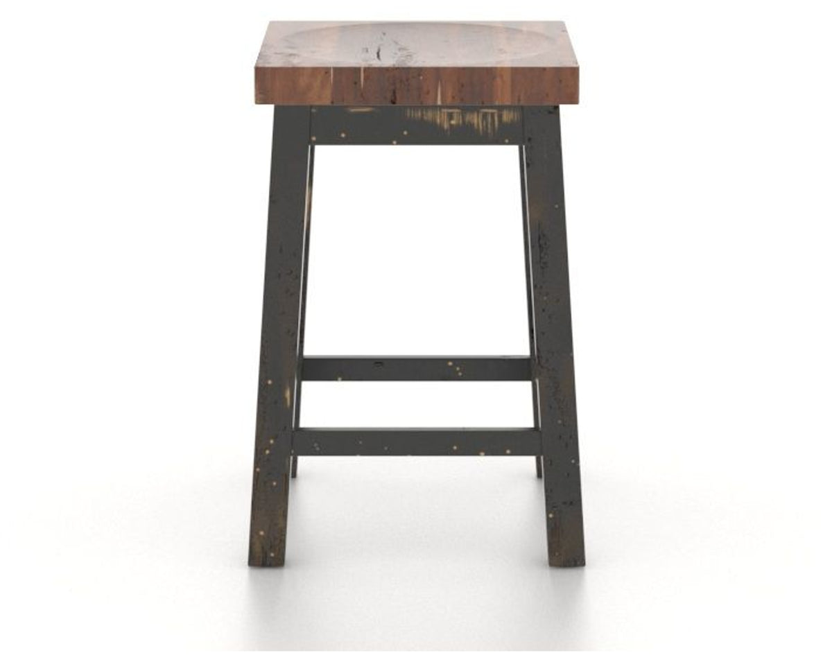 Canadel Champlain Block Stool in Black and Spice Washed, front view