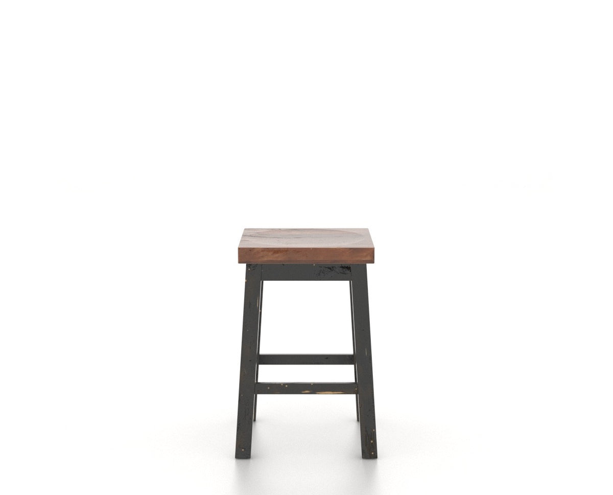 Canadel Champlain Block Stool in Black and Spice Washed, side view