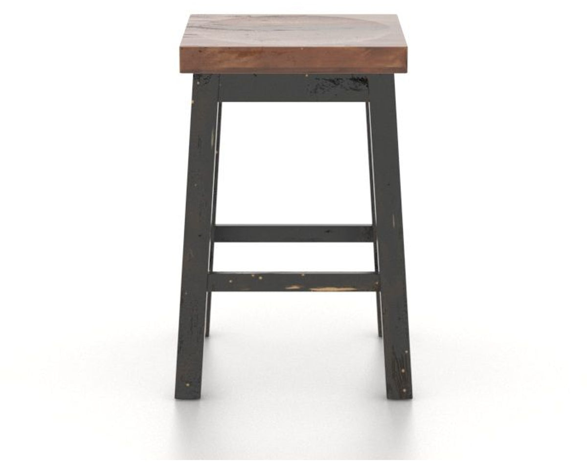 Canadel Champlain Block Stool in Black and Spice Washed, side view