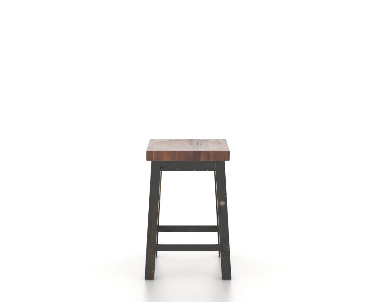 Canadel Champlain Block Stool in Black and Spice Washed, back view