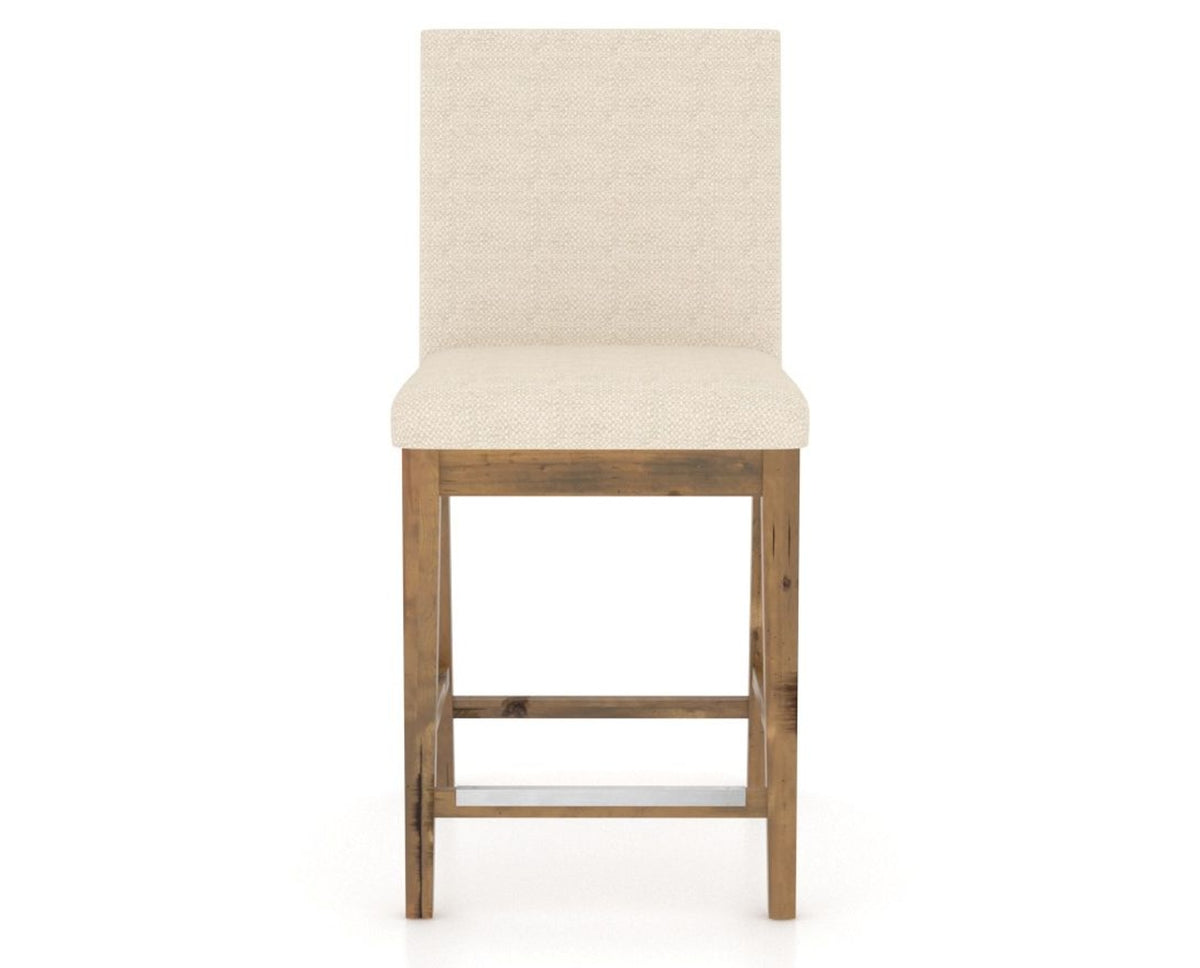 Canadel Champlain Upholstered Counter Stool 8002 in 6K Sunbrella® and 03 Oak Washed, front view