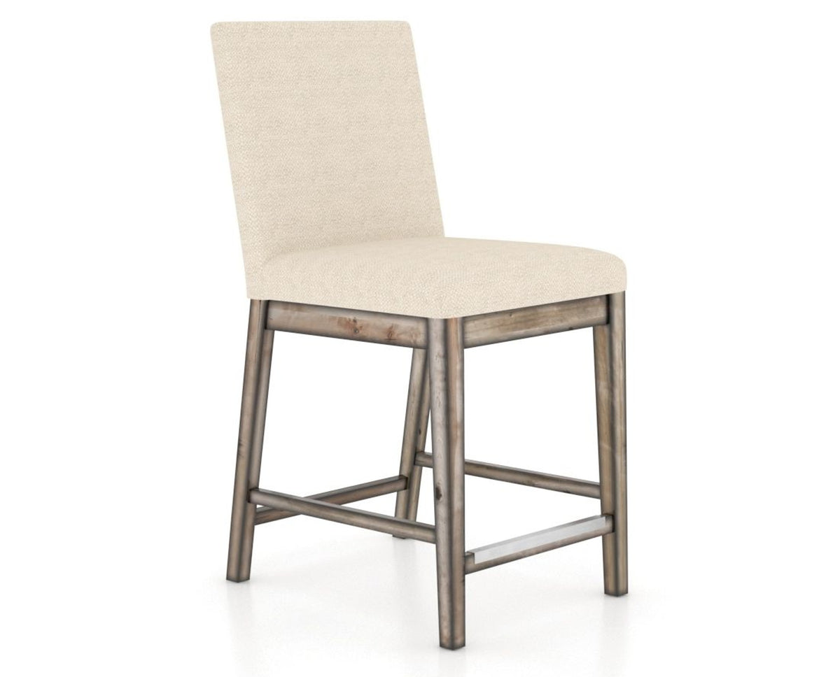 Canadel Champlain Upholstered Counter Stool 8002 in 6K Sunbrella® and 72 Heritage Nature, three-quarter view