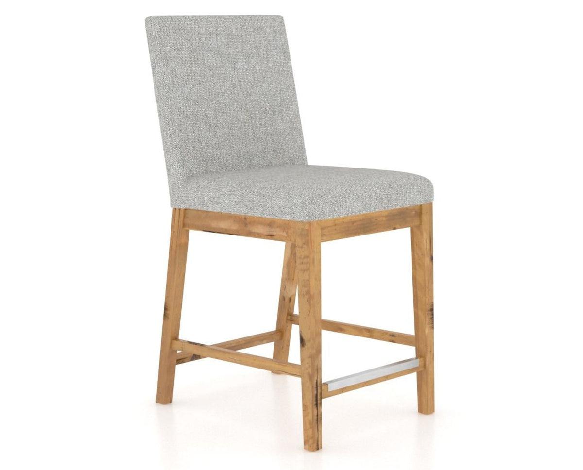 Canadel Champlain Upholstered Counter Stool 8002 in 7C Fabric and 01 Honey Washed, three-quarter view
