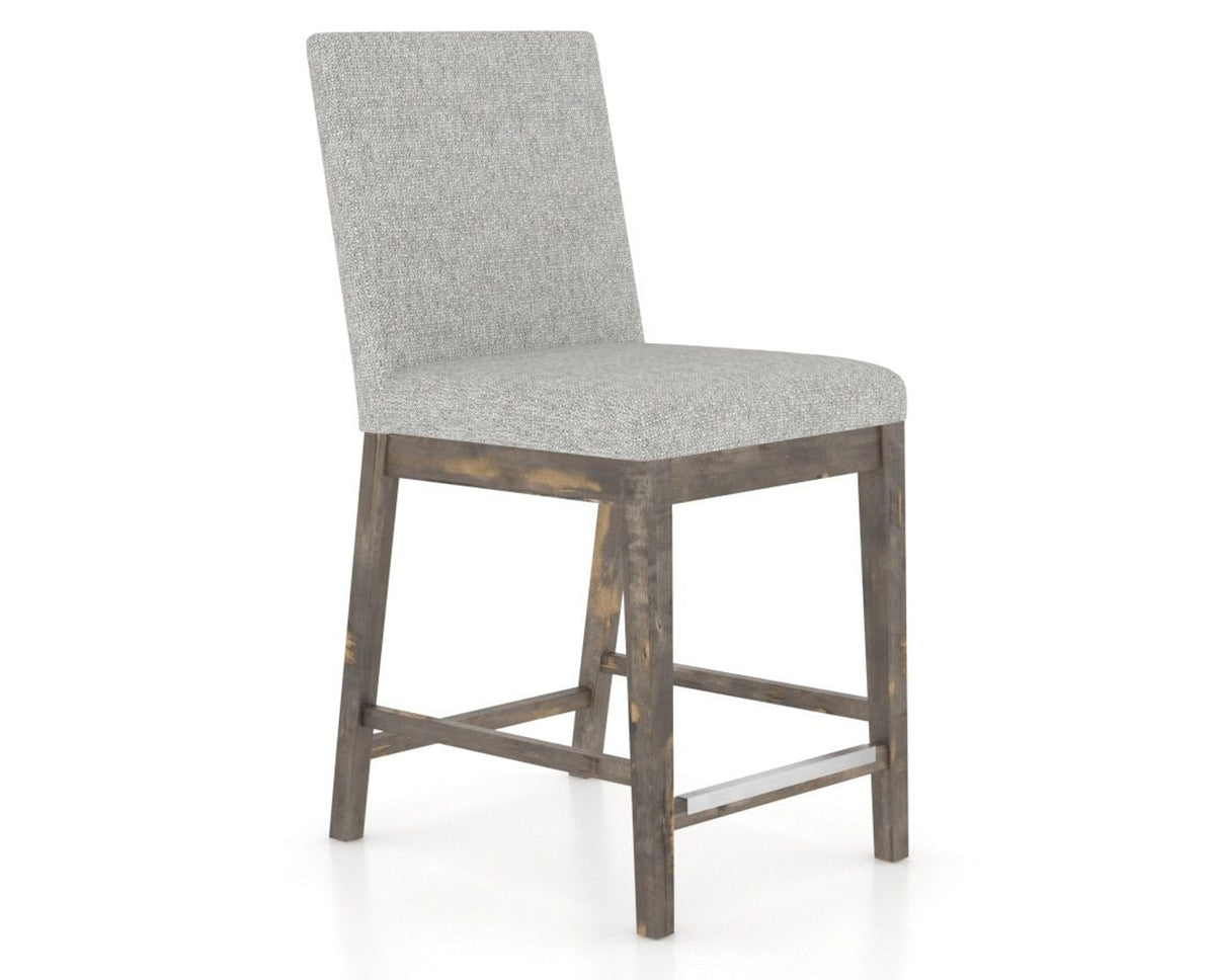 Canadel Champlain Upholstered Counter Stool 8002 in 7C Fabric and 08 Shadow, three-quarter view