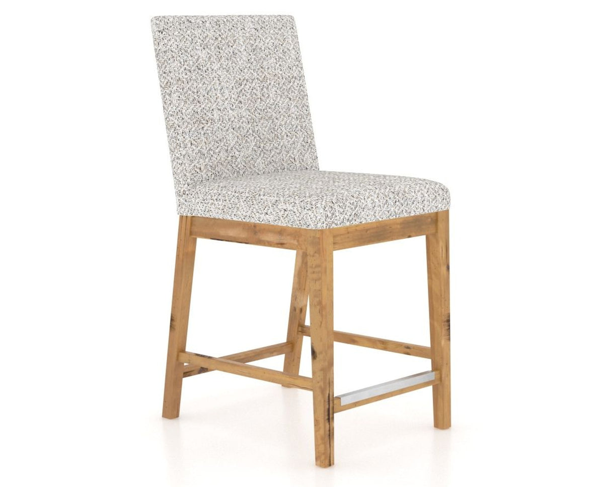 Canadel Champlain Upholstered Counter Stool 8002 in FP Crypton® and 01 Honey Washed, three-quarter view