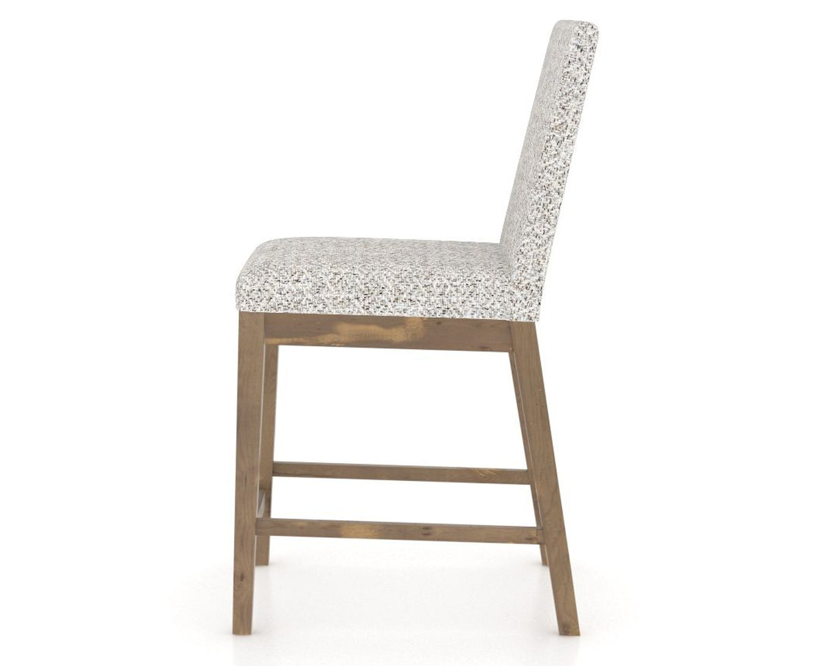 Canadel Champlain Upholstered Counter Stool 8002 in FP Crypton® and 25 Pecan Washed, side view