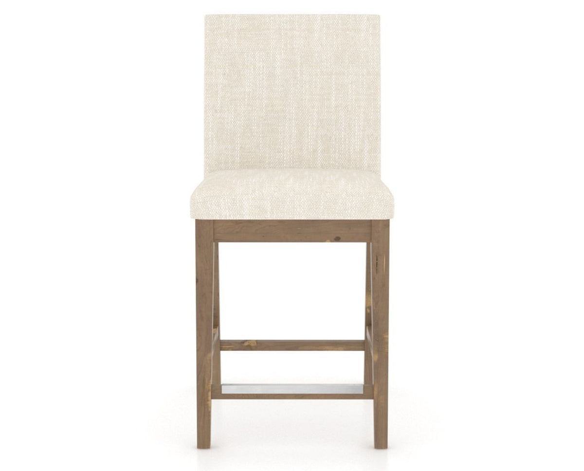 Canadel Champlain Upholstered Counter Stool 8002 in FT InsideOut® and 25 Pecan Washed, front view