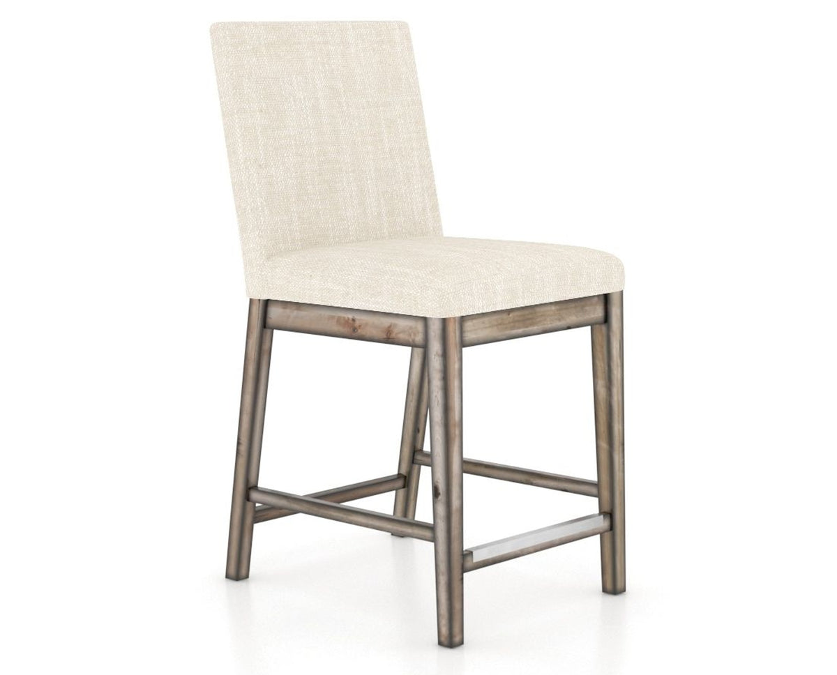 Canadel Champlain Upholstered Counter Stool 8002 in FT InsideOut® and 72 Heritage Nature, three-quarter view