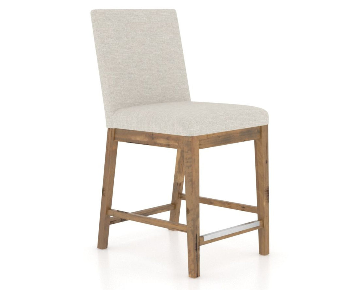 Canadel Champlain Upholstered Counter Stool 8002 in TB Fabric and 03 Oak Washed, three-quarter view